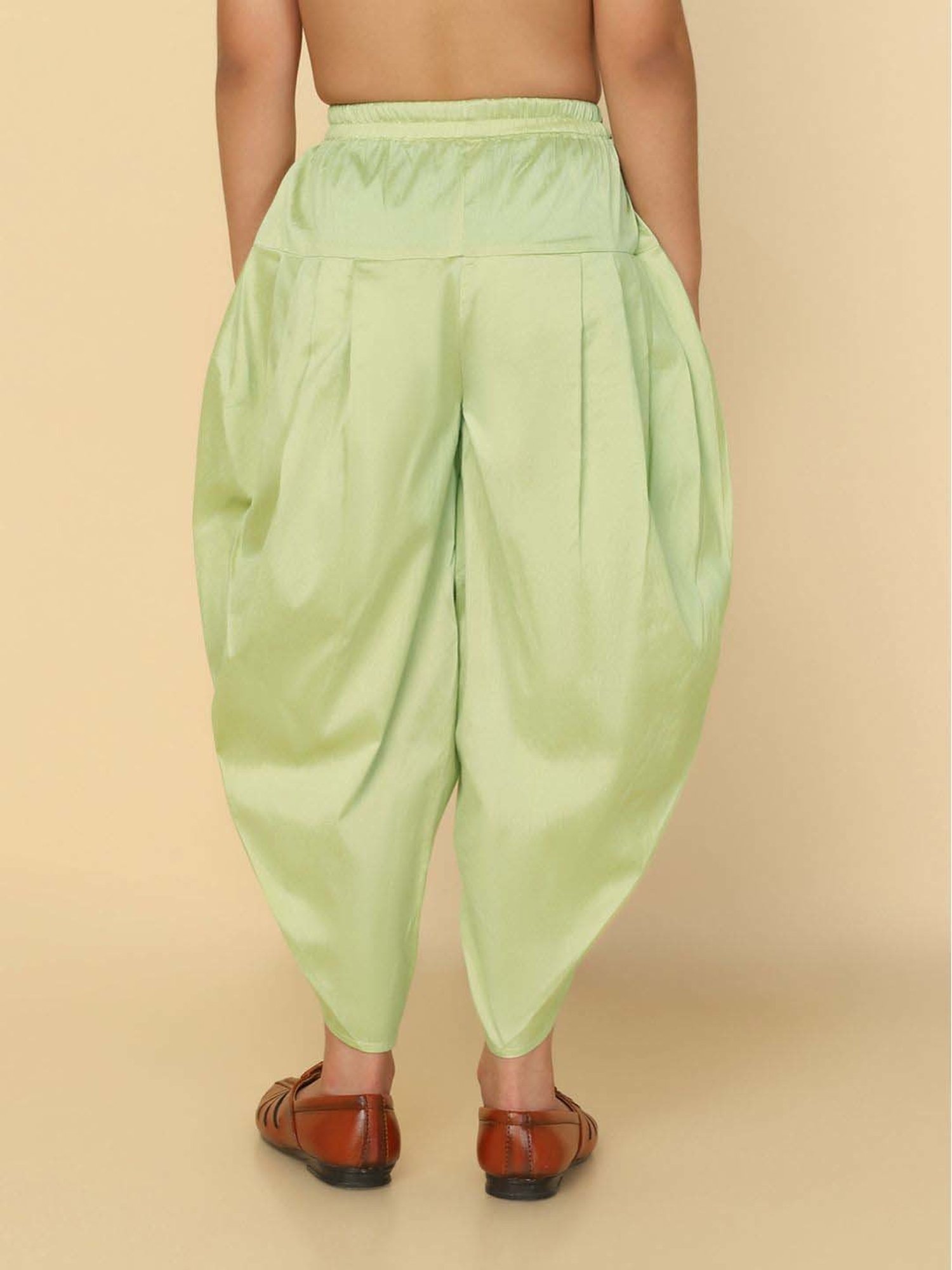 KISAH Kids Green Cotton Regular Fit Dhoti Pants