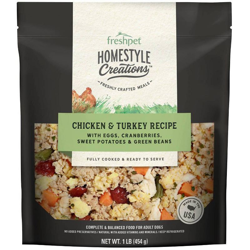 Freshpet Homestyle Creations Chopped Chicken and Turkey with Veggies Entree Wet Dog Food - 1lb