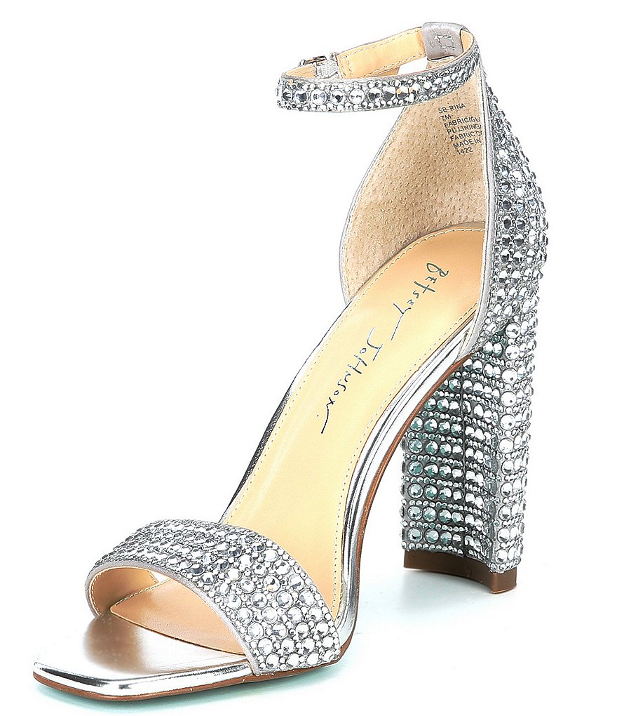 Blue by Betsey Johnson Rina Oversized Rhinestone Embellished Ankle Strap Dress Sandals