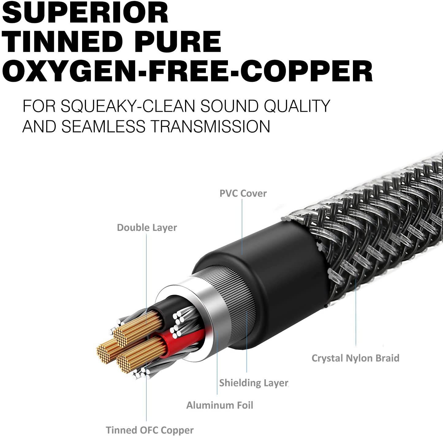 DuKabel Top Series 3.5mm AUX Cable Lossless Audio Gold-Plated Auxiliary Audio Cable Nylon Braided Male to Male Stereo Audio AUX Cord Car Headphones Phones Speakers Home Stereos (4 Feet (1.2 Meters))