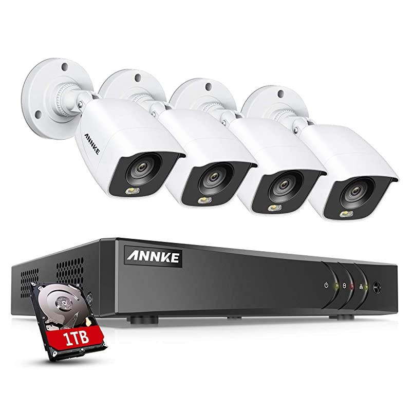 8CH 1080p Full Color Night Vision CCTV Camera System H265+ 5MP Surveillance DVR and 4pcs HD 1080p Security Cameras System for Home amp Outdoor with Smart Array LED 1 TB Hard Drive