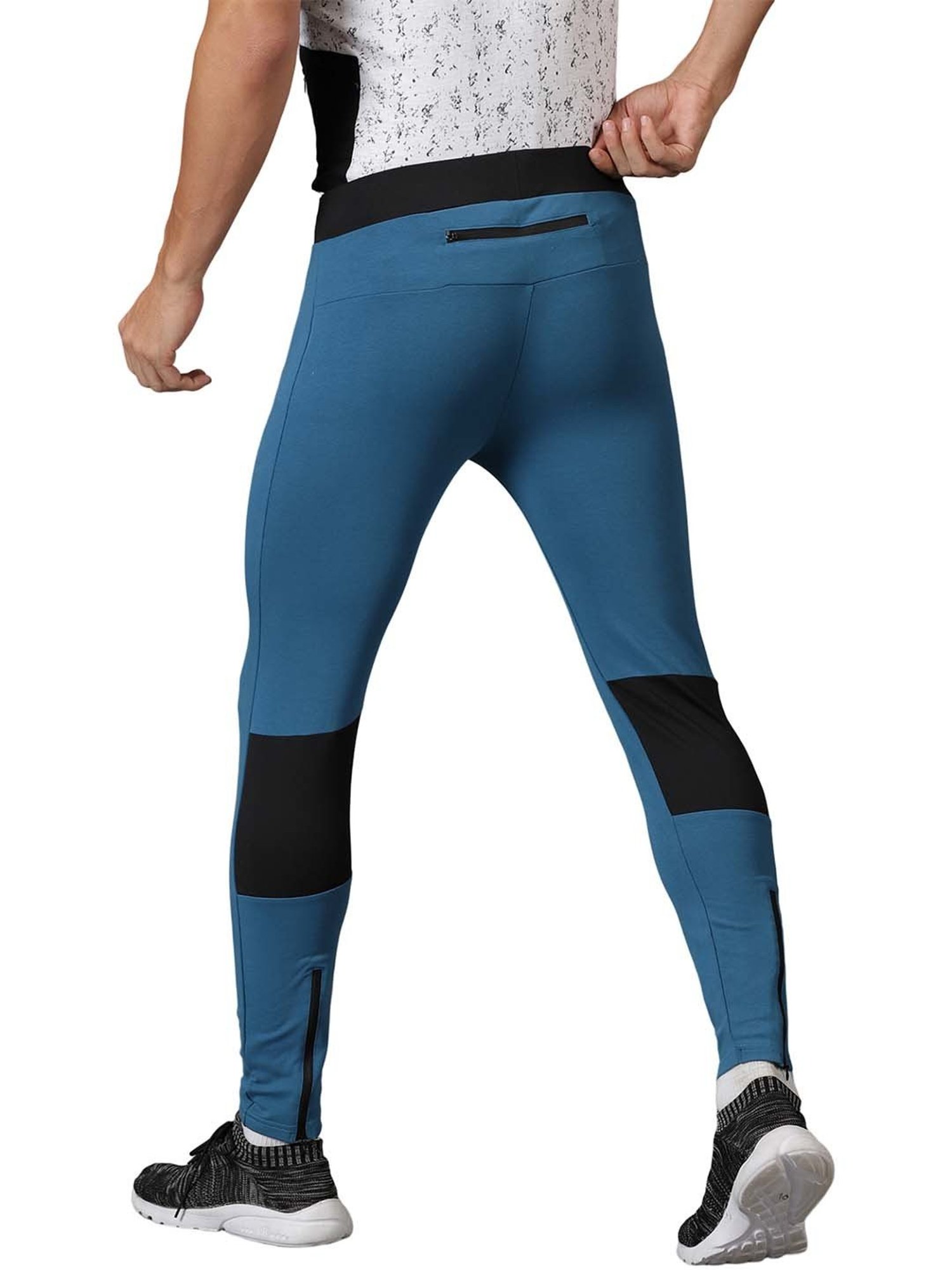 DOMIN8 Men Tights With Elasticated Waist & Back Zipper Pocket