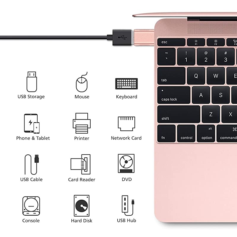USB C to USB Adapter2 PackUSBC to USB 30 AdapterUSB TypeC to USBThunderbolt 3 to USB Female Adapter OTG for MacBook iPad Pro 2020 Surface Go Dell XPS More TypeC DevicesRose Gold