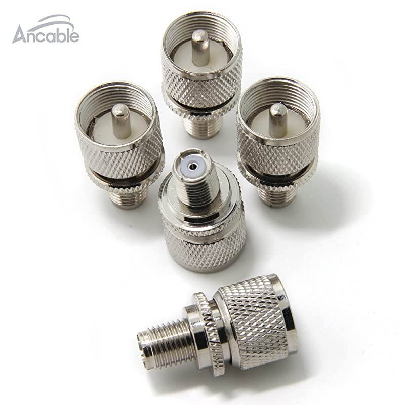 UHFPL259 Male to Mini UHF Female RF Coaxial Adapter for CB Ham Radio Antenna Pack of 5