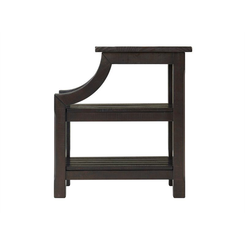 Barn Door Chairside Table with Power Espresso Brown - Martin Svensson Home
