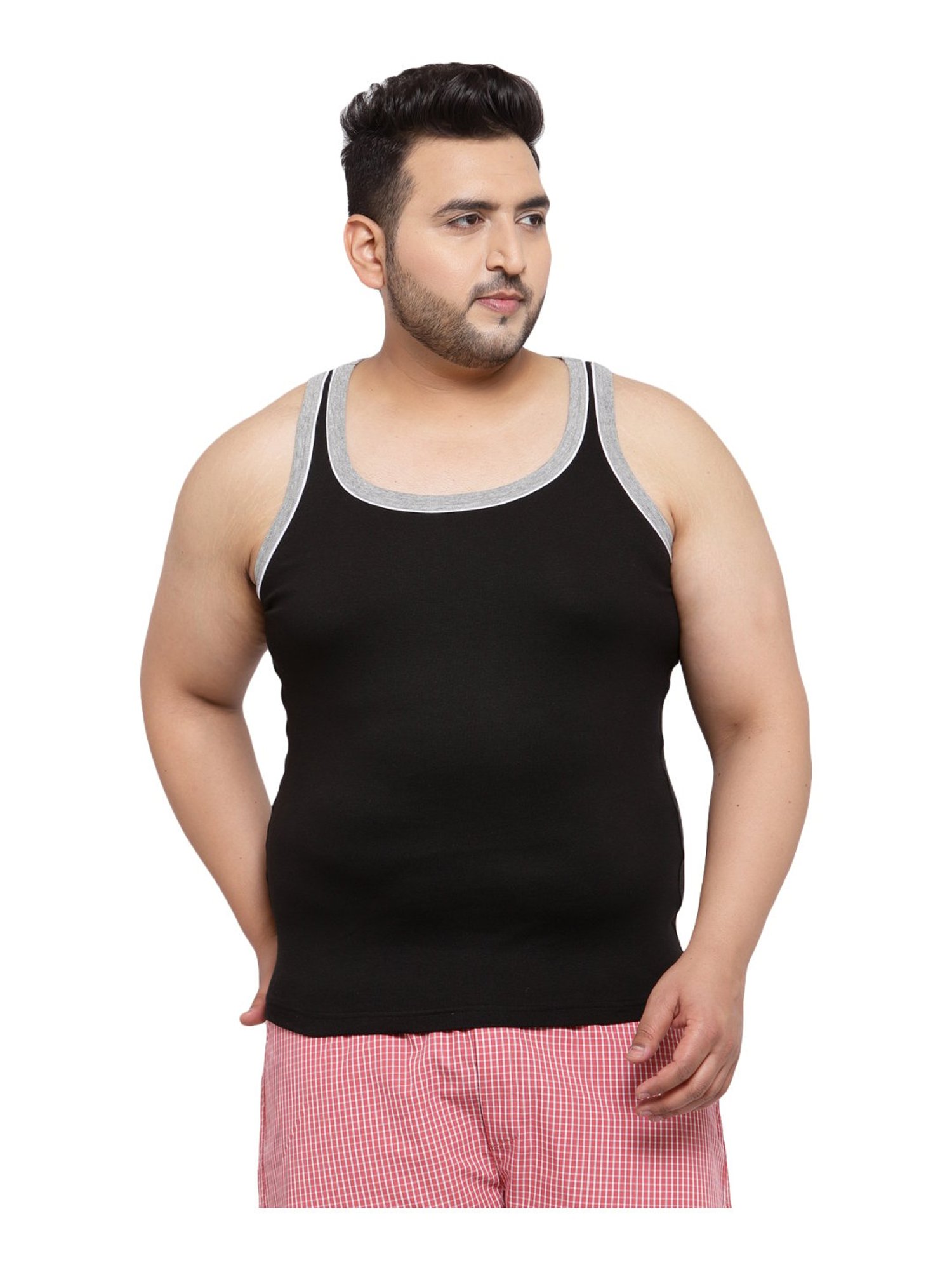 Melon by PlusS Black Cotton Regular Fit Vest