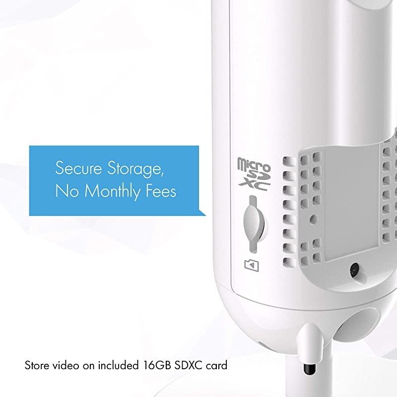 KXHN1003W Homehawk Indoor Smart Home Security Camera 1080P HD Privacy Shutter No Monthly Fee with Secure Local Storage and 16GB Micro SD Included Wide Angle Night Vision White