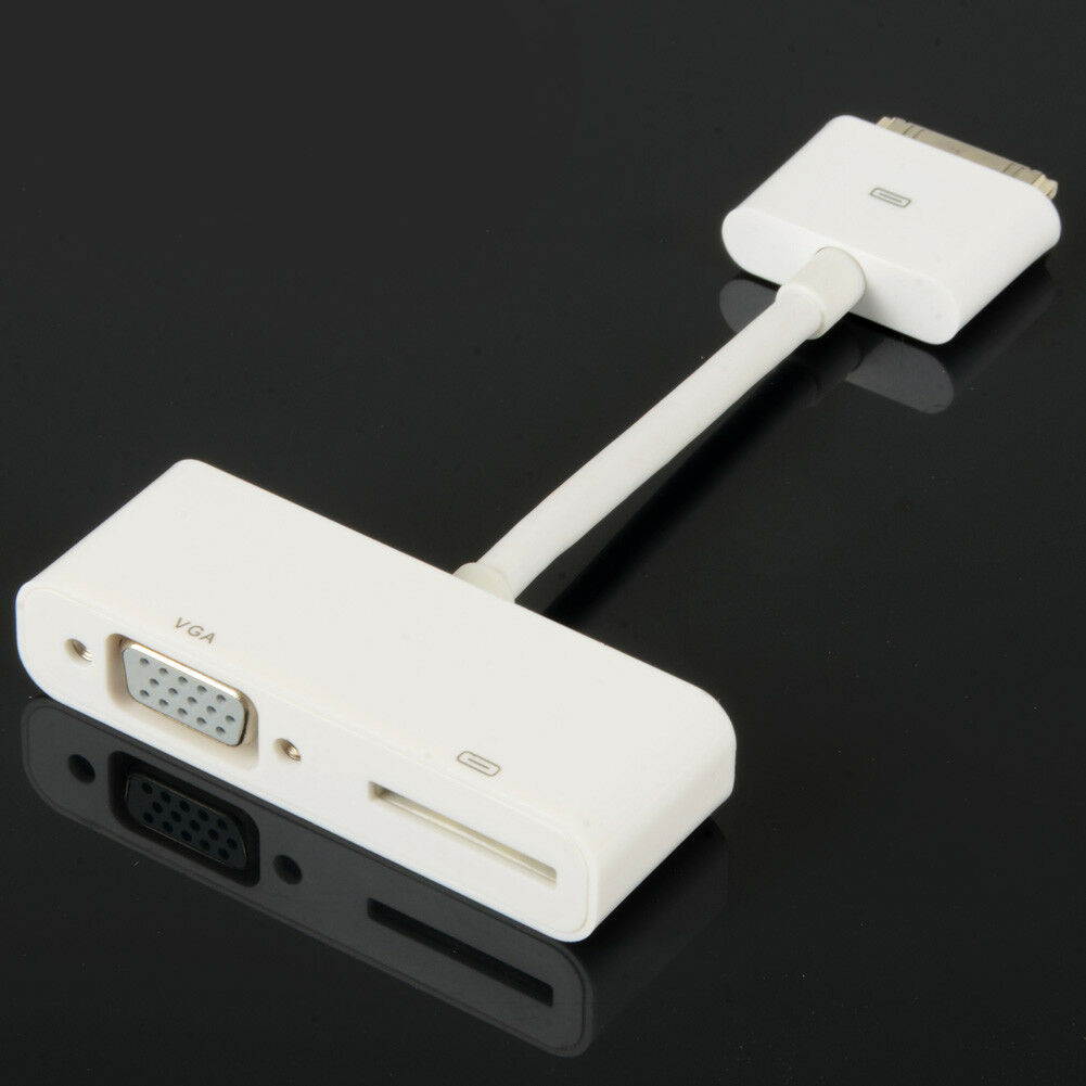 White ABS 30pin Digital AV Adapter To VGA Fit For iPhone 4 4S iPod iPad 2 3