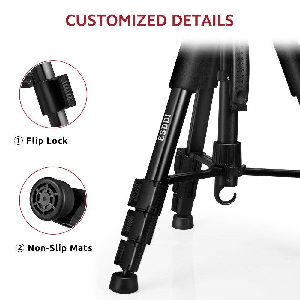 ESDDI Camera Tripod, 55'' Professional DSLR Aluminum Camera Tripod Canon, Nikon, Sony, Samsung, Olympus, Panasonic & Pentax + eCost Microfiber