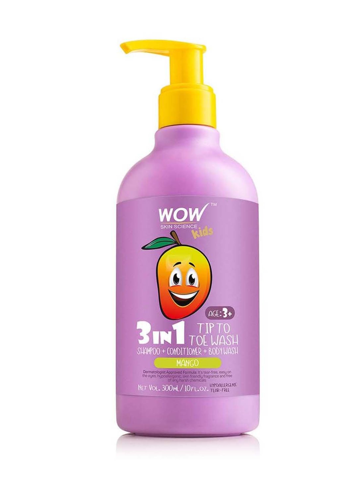 Wow Skin Science Kids 3 in 1 Tip to Toe Wash (Mango) - 300 ml