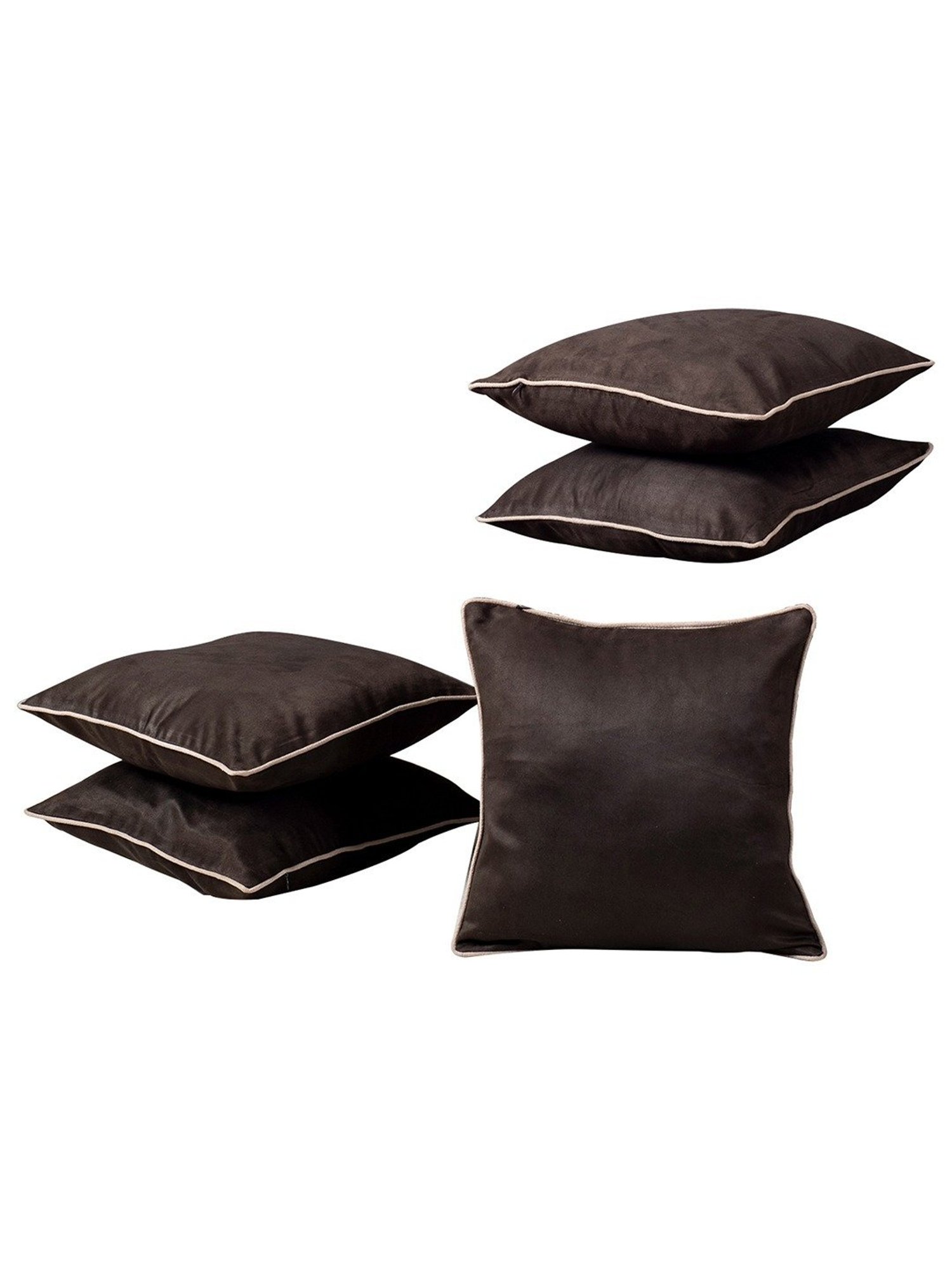 Nestroots Solid Black Silk Cushion Covers - Set of 5