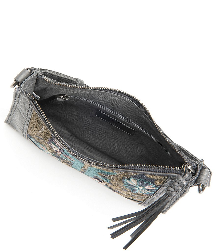 Frye Melissa Floral Embroidery Top Zip Crossbody Bag