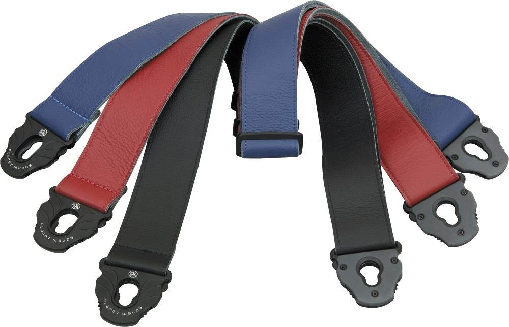 D'Addario Planet Waves Planet Lock Leather Guitar Strap Black