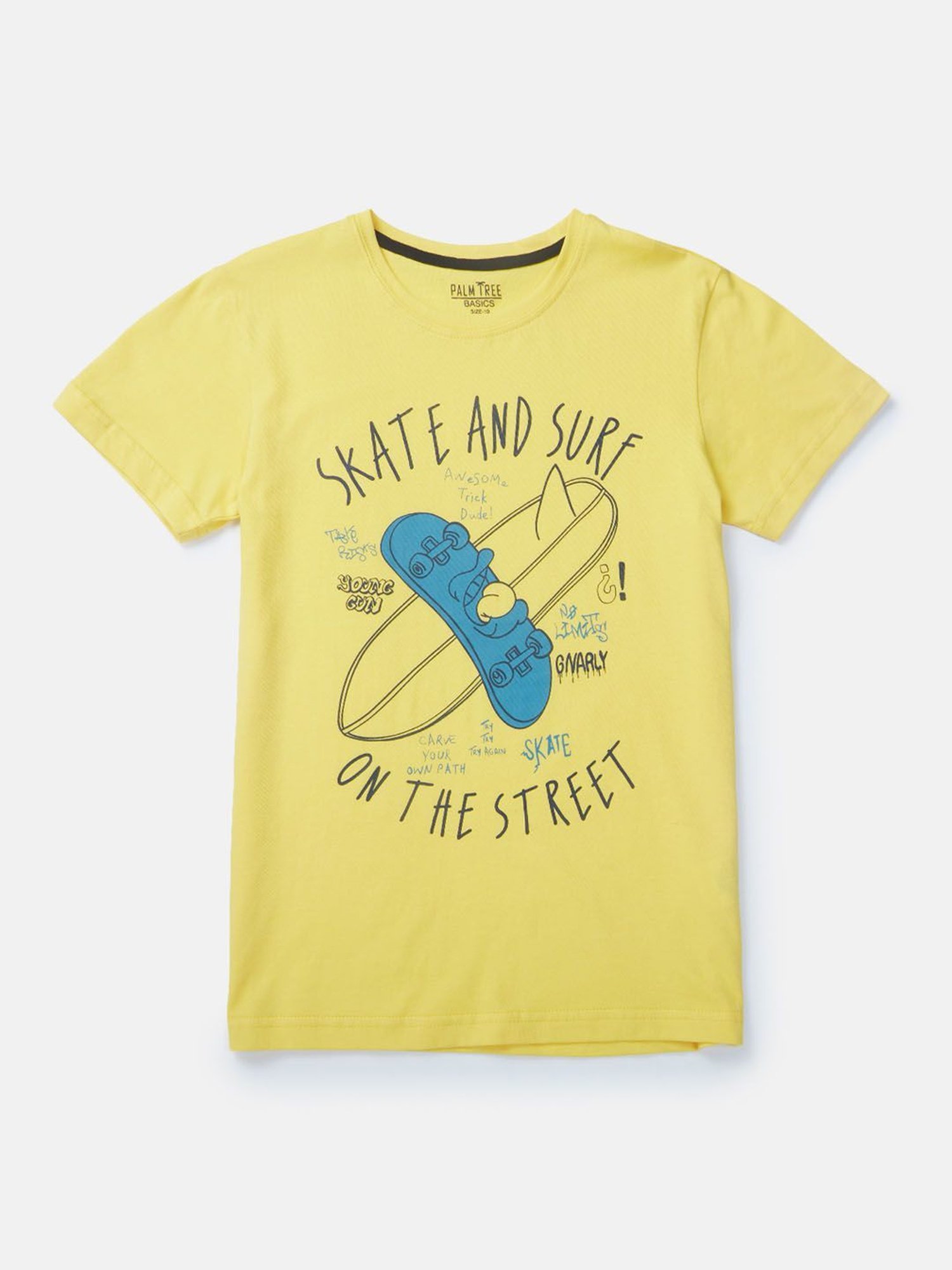 Palm Tree Kids Yellow Printed T-Shirt