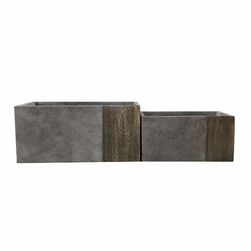 Set of 2 Kante Lightweight Concrete Modern Rectangular Outdoor Planters - Rosemead Home & Garden, Inc.