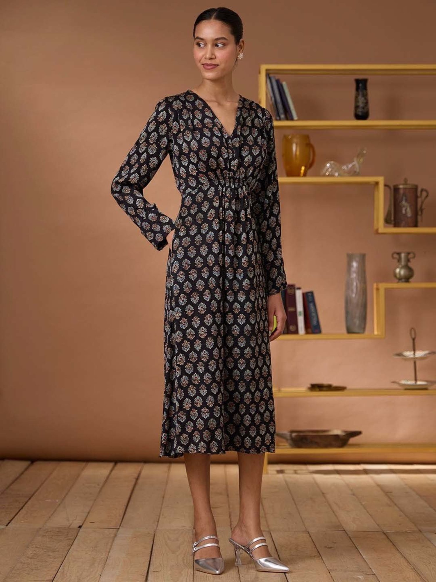 Okhai Black Printed Ethnic Dress