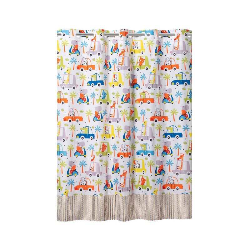 71"x74" Jungle Traffic Shower Curtain with PEVA Liner - Hookless
