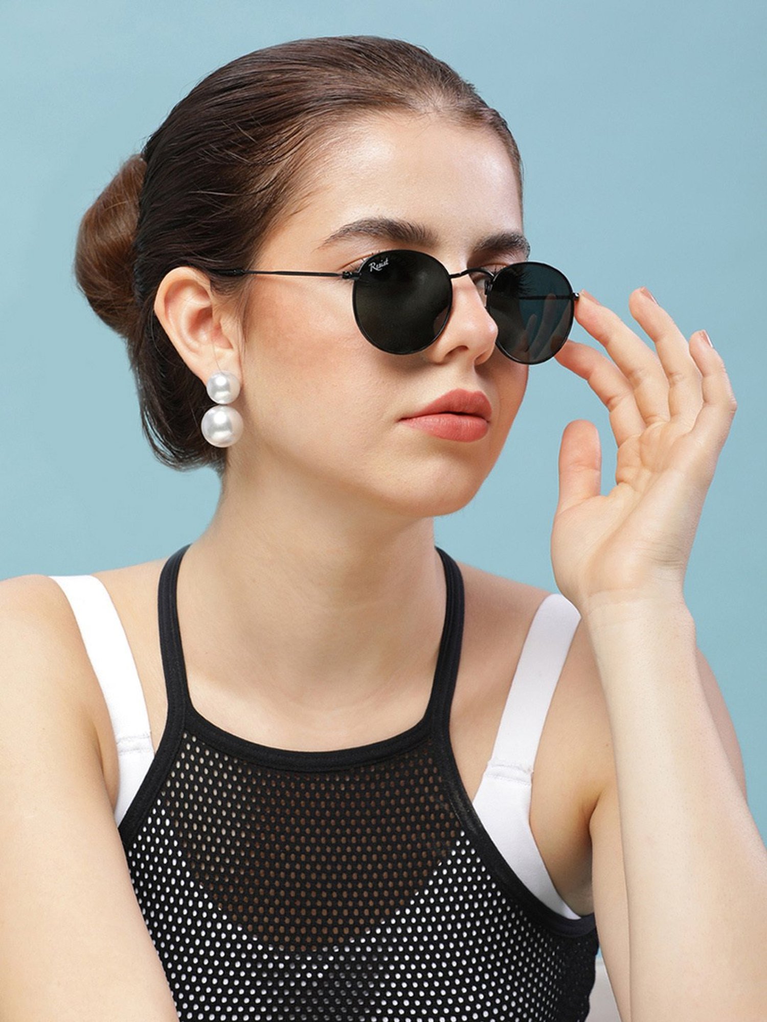 Resist Eyewear Black Round UV Protection Unisex Sunglasses
