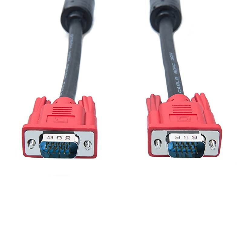 Computer Monitor VGA Cable 5 Feet with Dual Ferrite Cores Standard 15 Pin Male to Male Wire Full HD 1080P