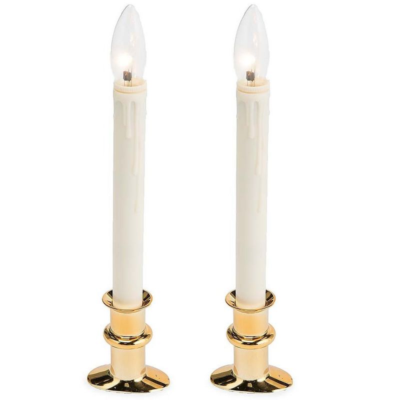 Adjustable Window Hugger Candles, Set of 2 - Brass