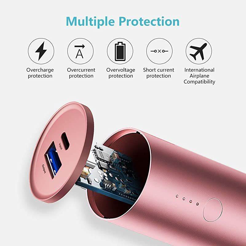 Portable Charger (5000mAh, Ultra-Compact, Universal) Travel Small USB Power Bank, High Capacity Lightweight External Battery Pack Compatible with iPhone iPad Samsung and More - Rose Gold