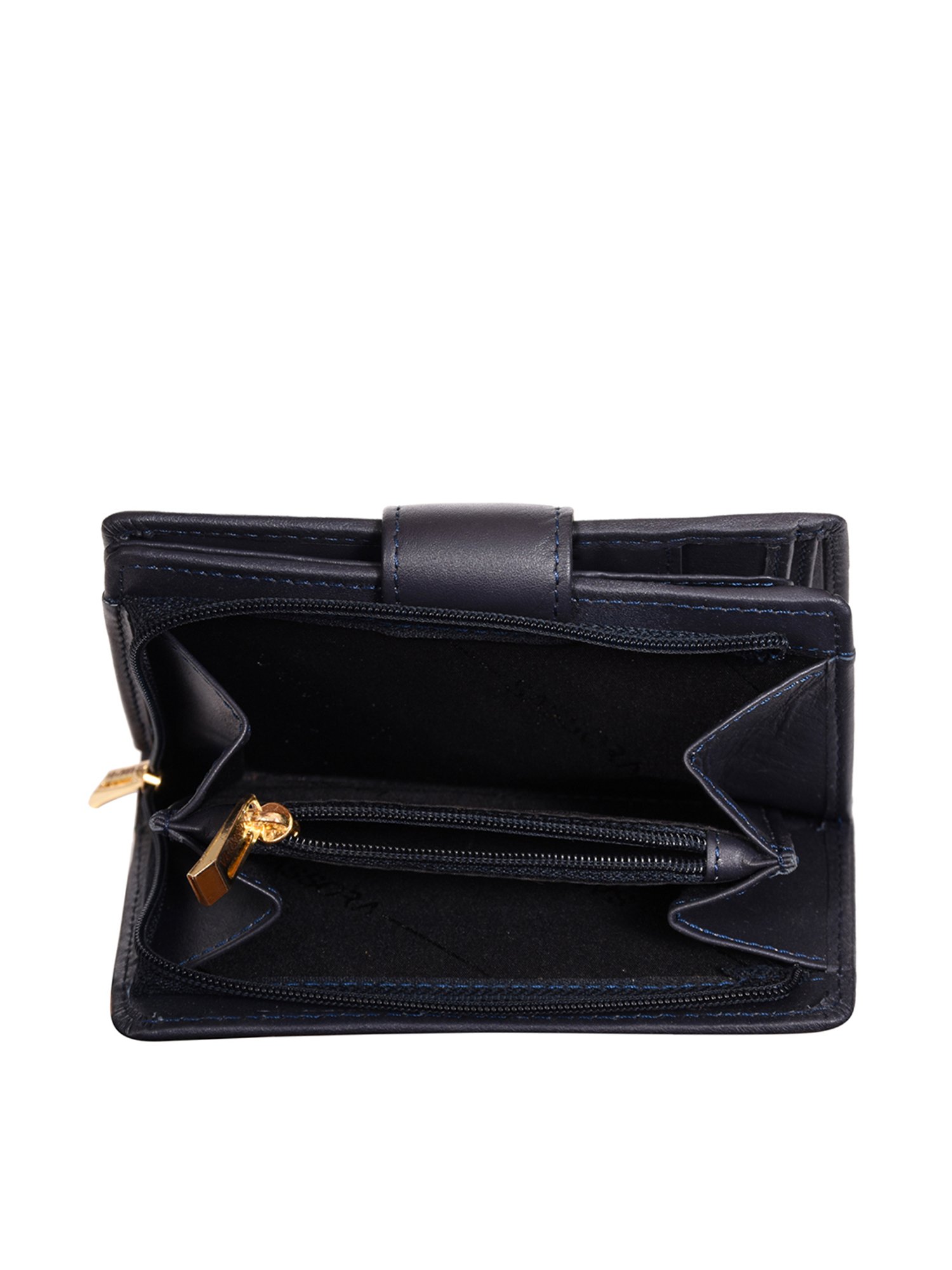 SASSORA Navy Solid Rfid Bi-Fold Wallet for Women