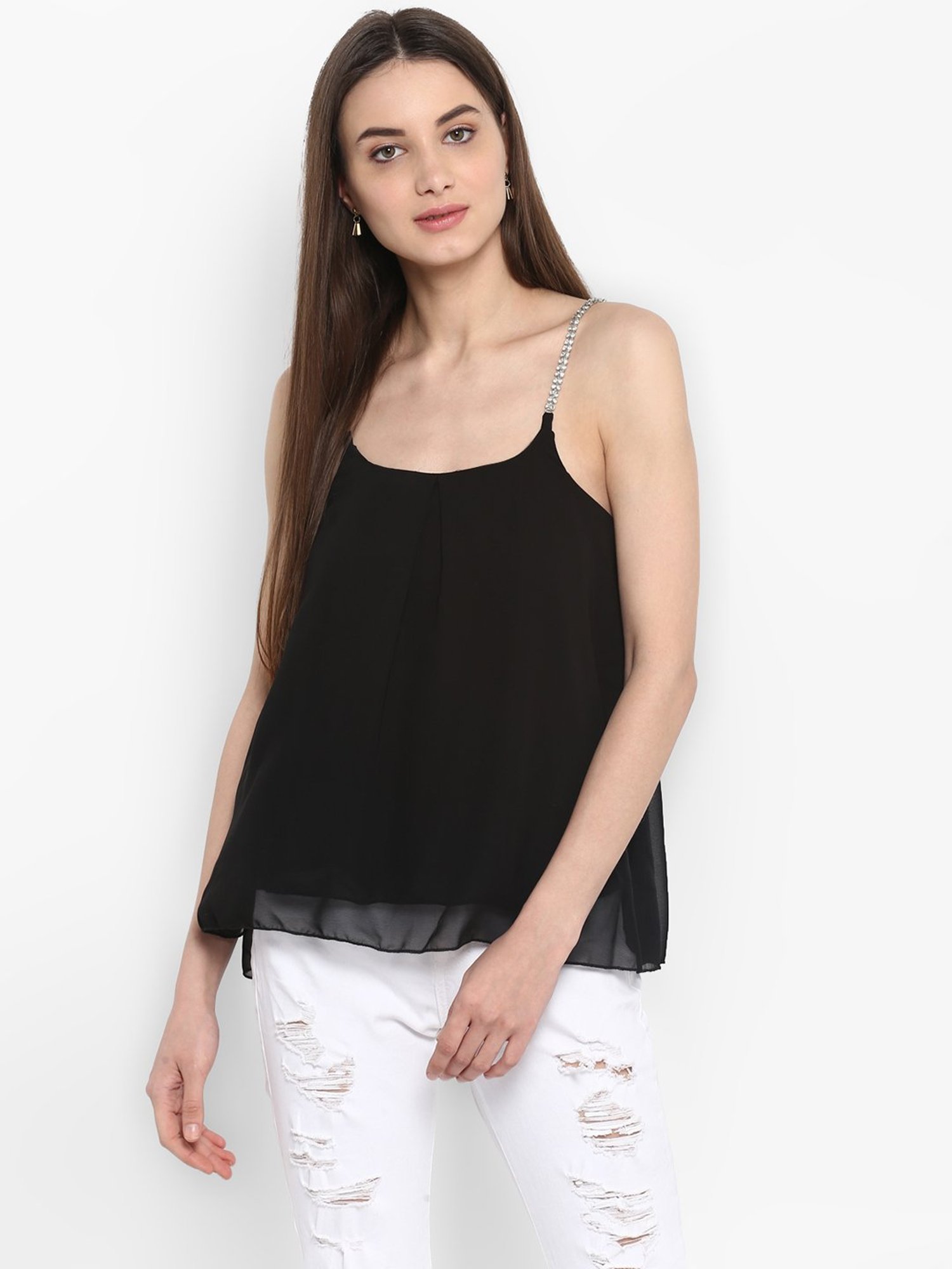 StyleStone Black Diamond Strap Spaghetti Top