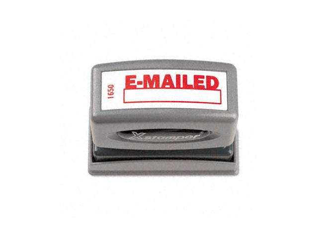Xstamper ECO-GREEN 1650 Title Message Stamp, E-MAILED, Pre-Inked/Re-Inkable, Red