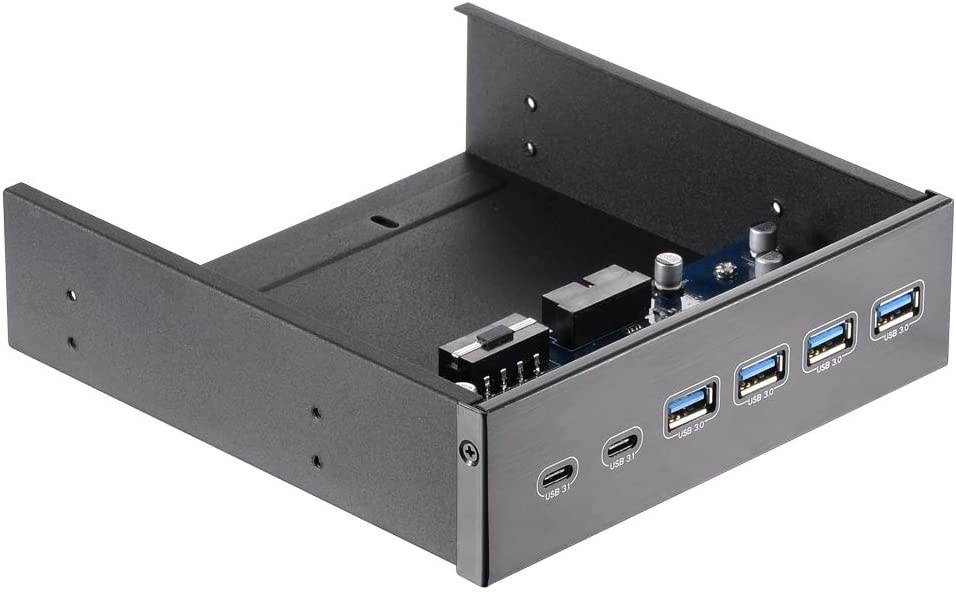 Docooler 5.25 Front Bay USB HUB 2-Port USB 3.1 & 4-Port USB 3.0 High Speed 5Gbps USB Hub Front Panel Computer Case Optical Drive Bay Converter Hub