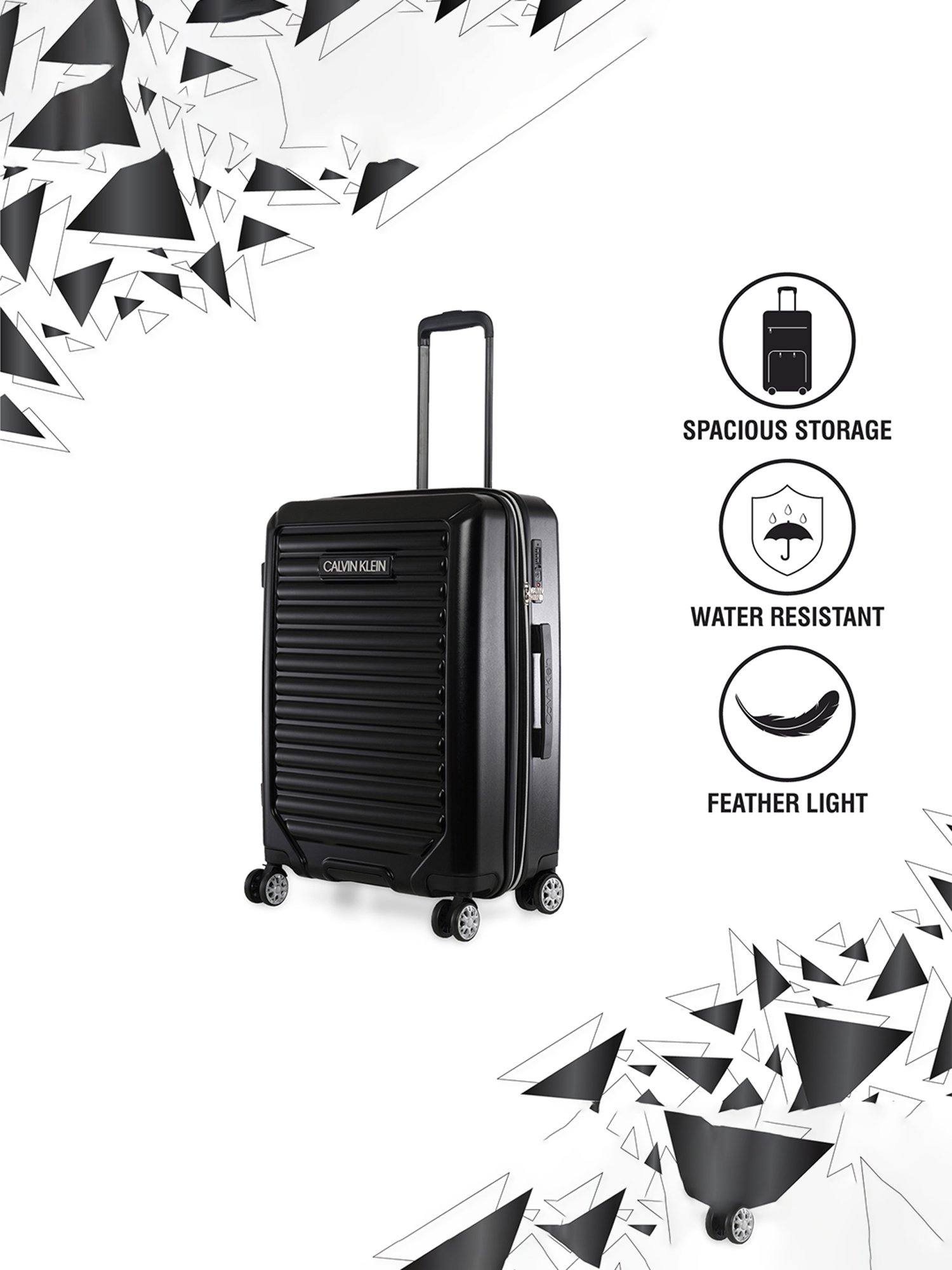 Calvin Klein Odyssey Black ABS Hard Medium Trolley - 24 cms