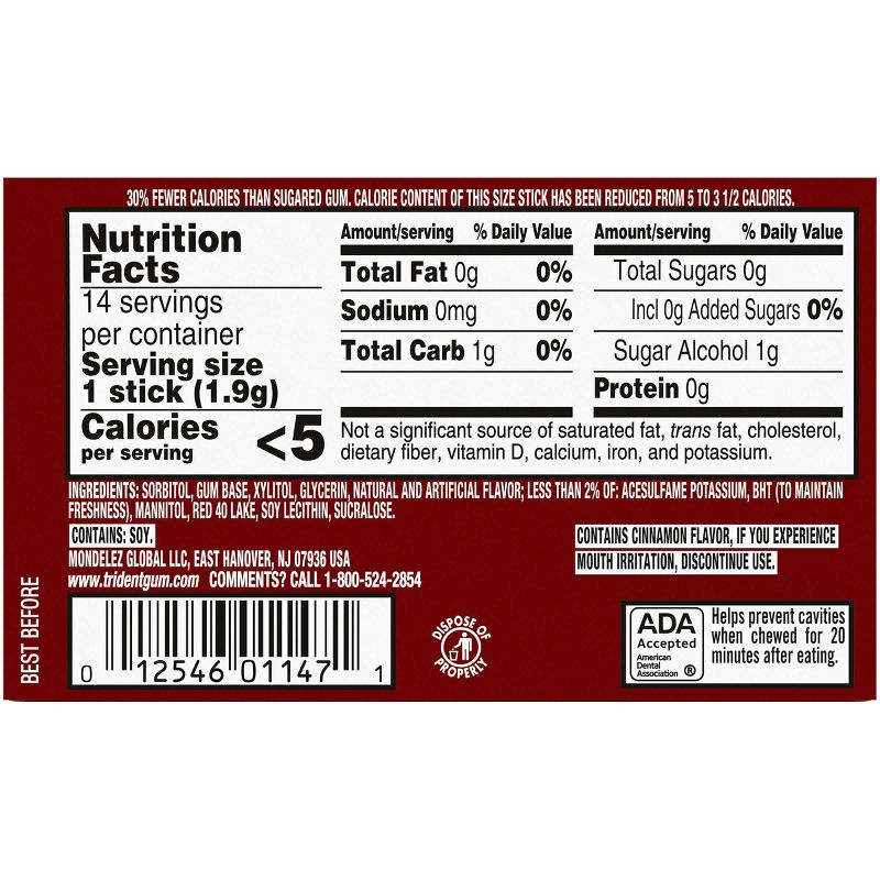 Trident Cinnamon Sugar Free Gum - 0.98oz