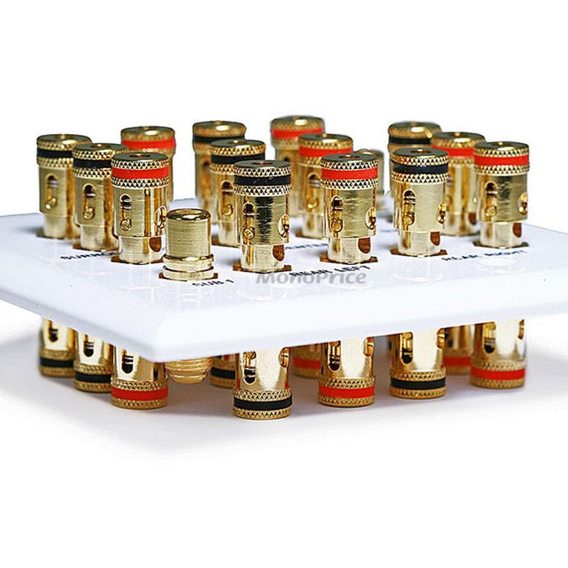 Monoprice 2-Gang 7.2 Surround Sound Distribution Wall Plate | Gold Plated, No Wire Pull-Outs