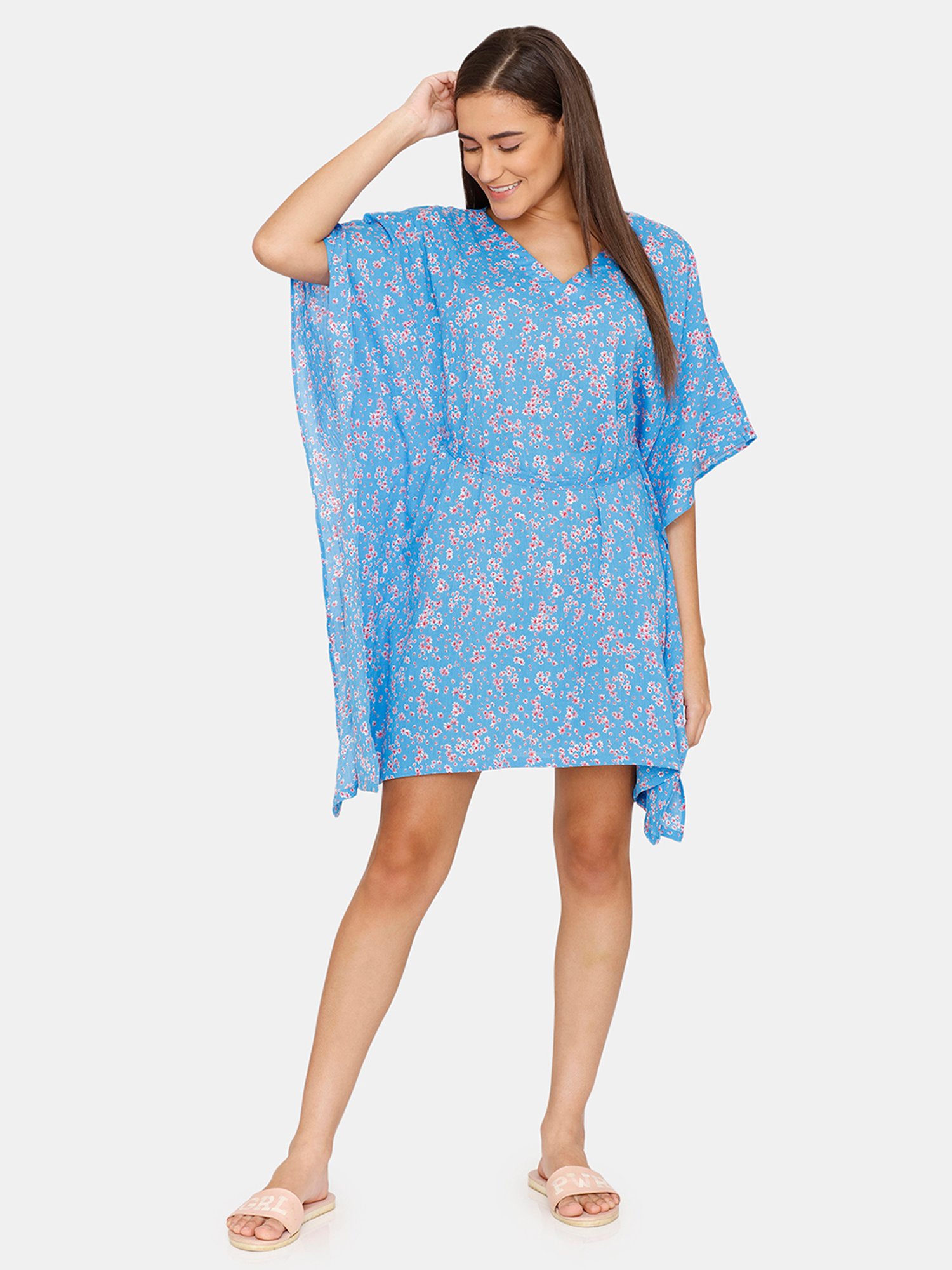 Coucou by Zivame Blue Printed Coverup Kaftan