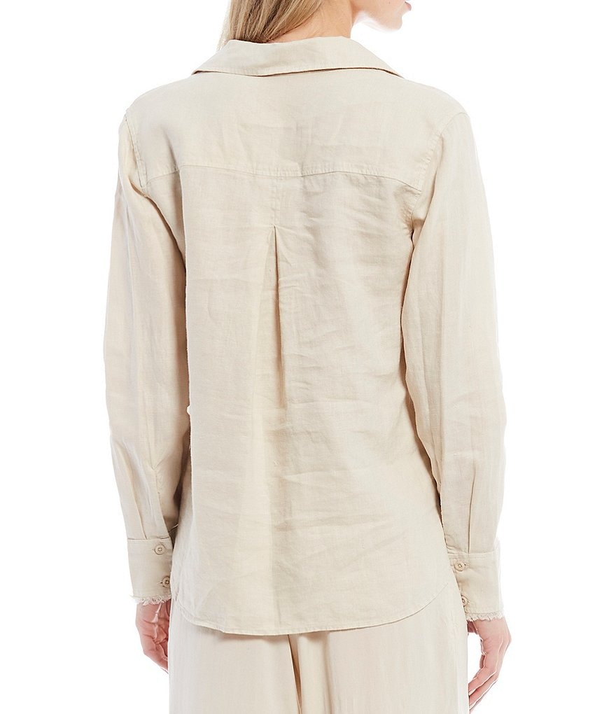 Cloth & Stone Woven Fray Placket Button Front Top