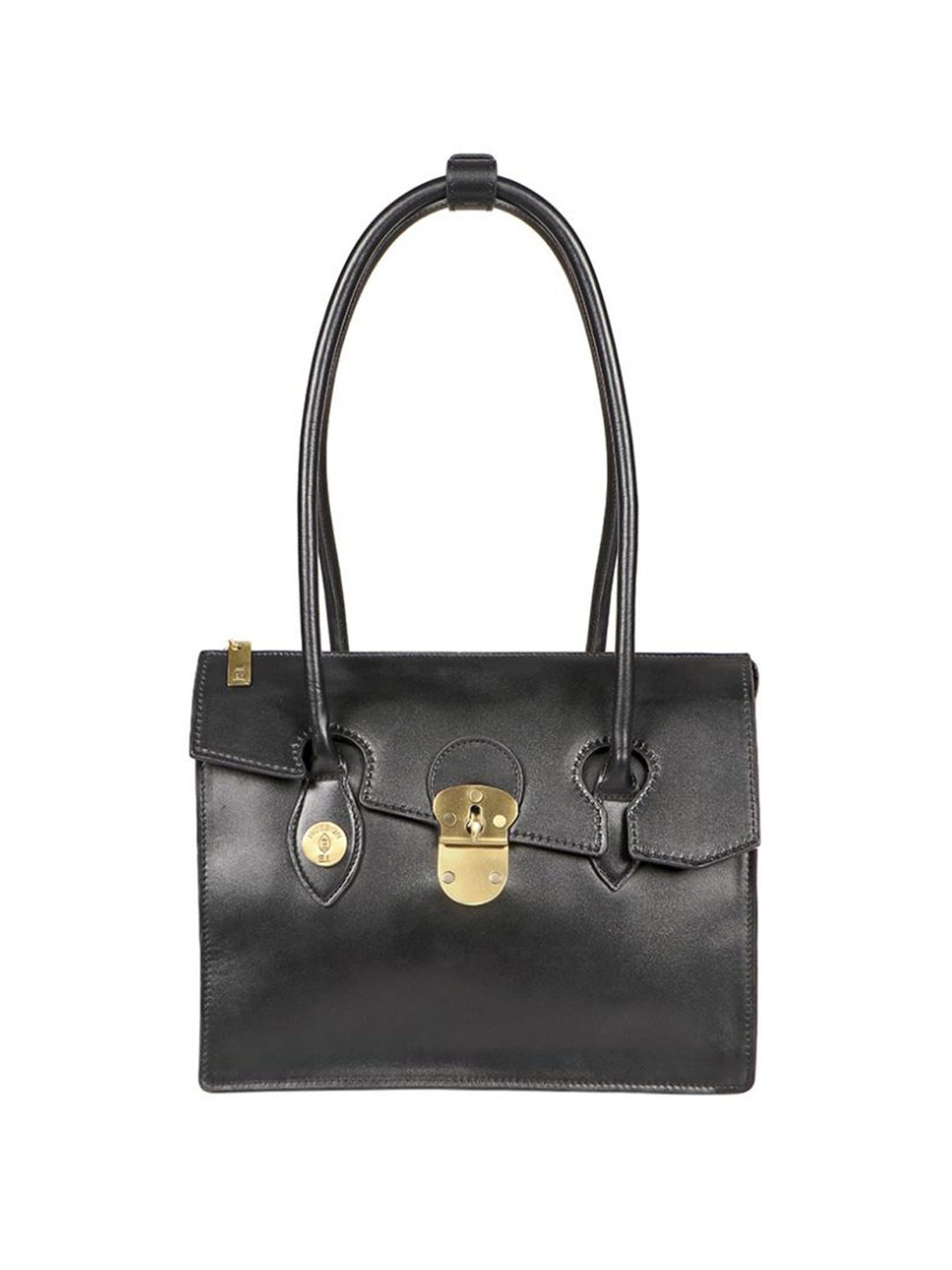 Hidesign EI Growth 03 Black Leather Solid Shoulder Handbag