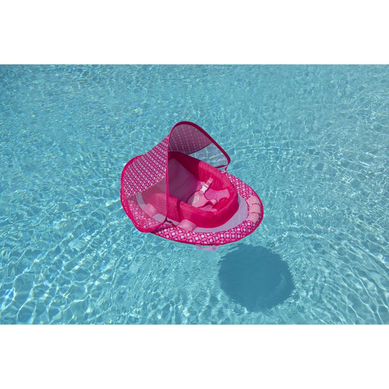 SwimWays Infant Baby Inflatable Swimming Pool Spring Float with Shade Canopy and 3 Point Harness for Ages 3 to 9 Months, Pink Flower (2 Pack)