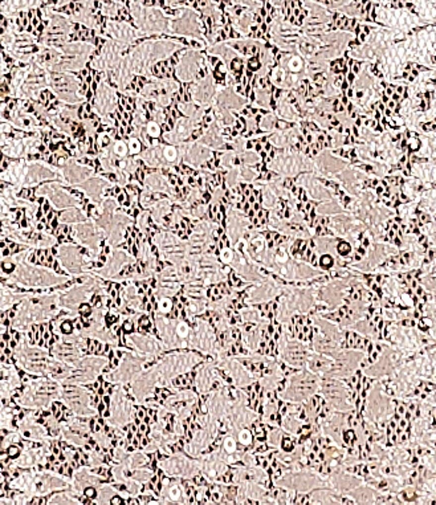 R & M Richards 3-Piece Sequin Glitter Scallop Lace Duster Pant Set