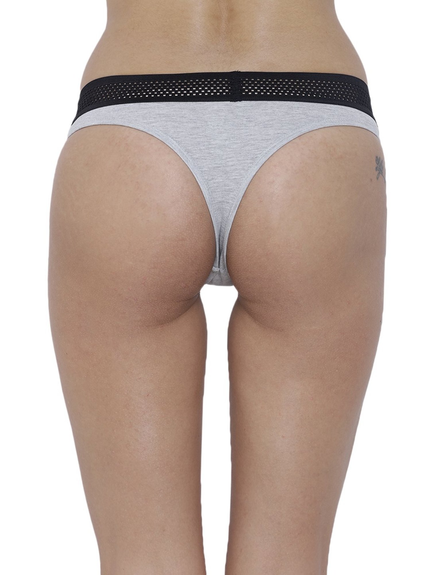 BASIICS by La Intimo Grey Melange Thong Panty