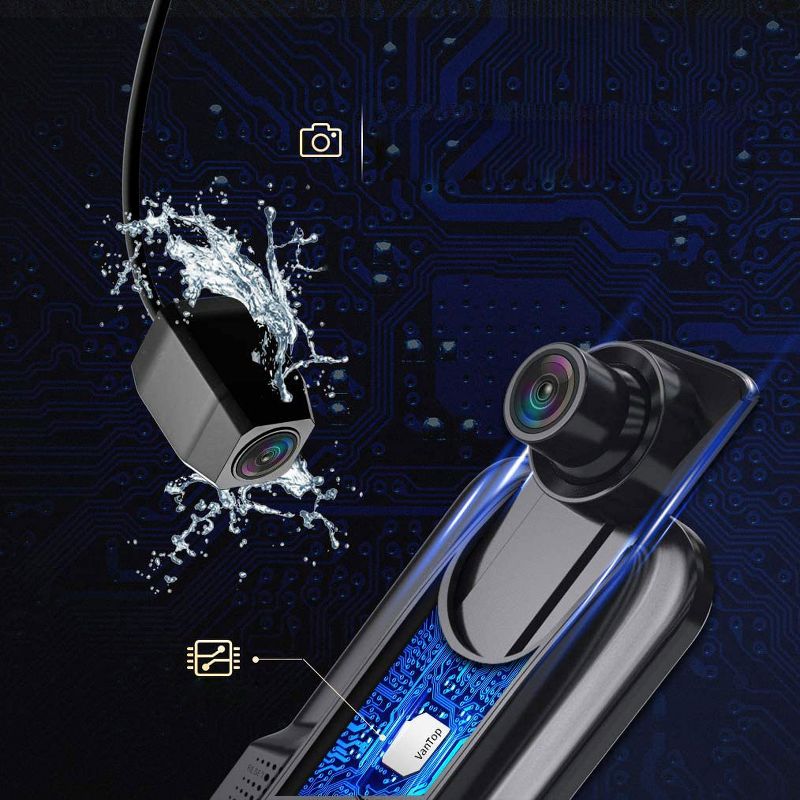 VanTop H609 Dual 1080P Mirror Dash Cam with 10" IPS Touch Screen Rear View Camera, Night Vision, Parking Monitor