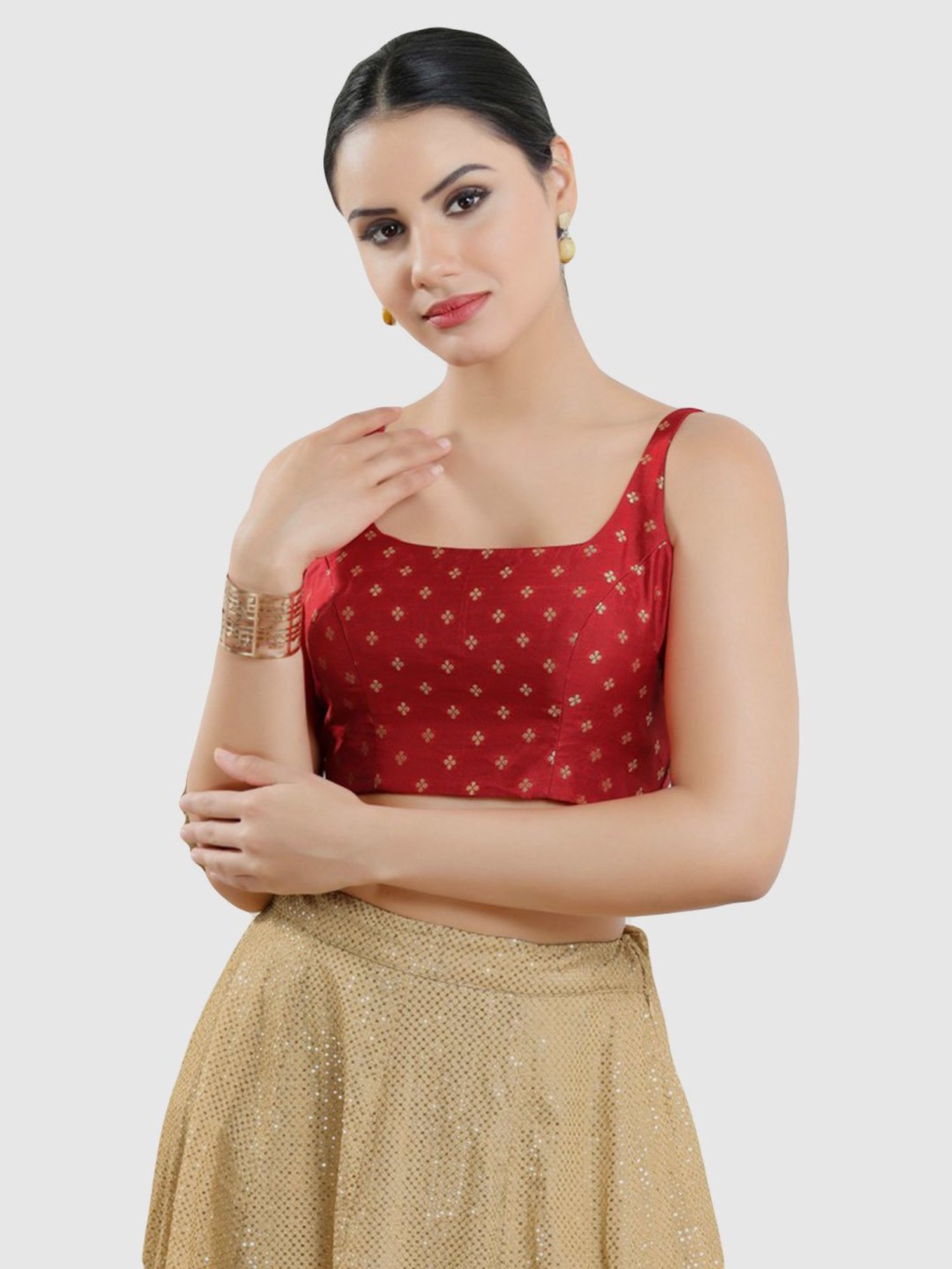 Salwar Studio Red Printed Blouse