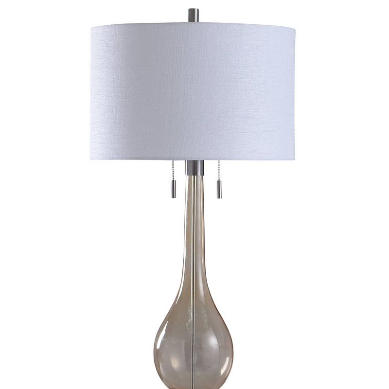 Selsey Glass Table Lamp with Pedestal Base Drum Shade Champagne - StyleCraft
