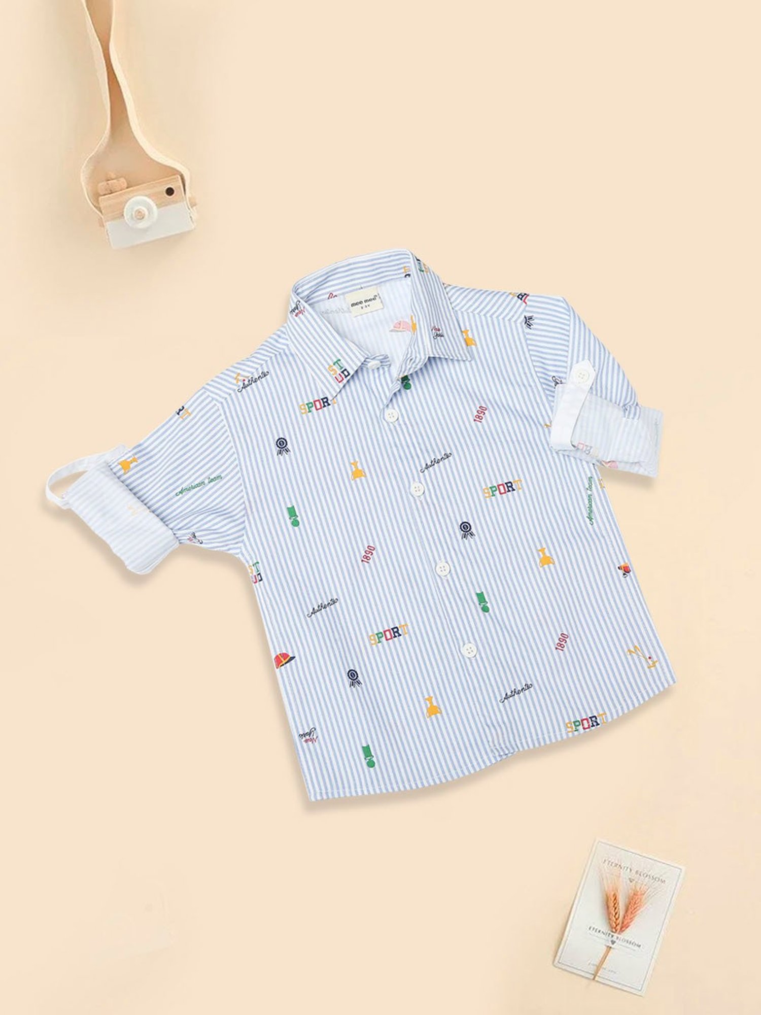 Mee Mee Kids Blue & White Striped Full Sleeves Shirt