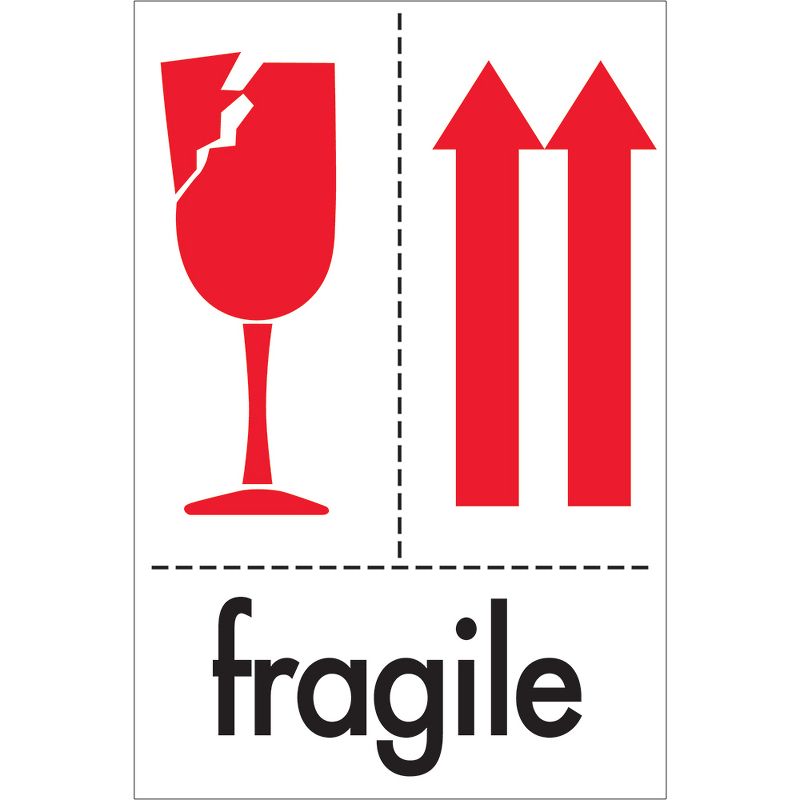 Tape Logic Labels "Fragile" 4" x 6" Red/White/Black 500/Roll DL2151