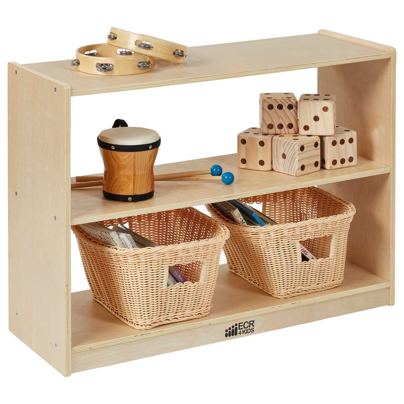 ECR4Kids Birch 2 Shelf Storage Cabinet without Back, Wood Book Shelf Organizer