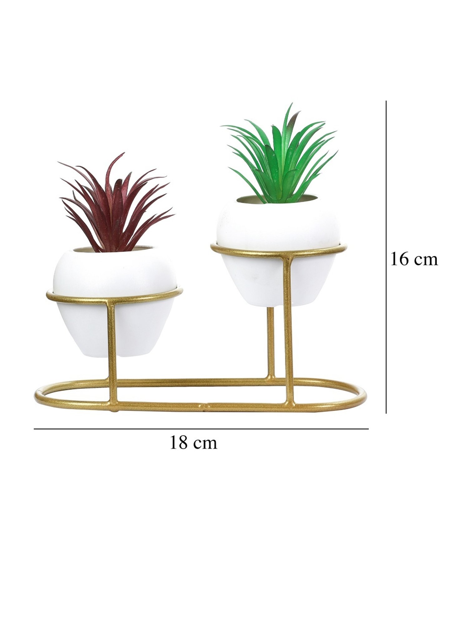 Foliyaj Multicolor Plastic Artificial Cactus Plants with Metal Holder - Set of 2