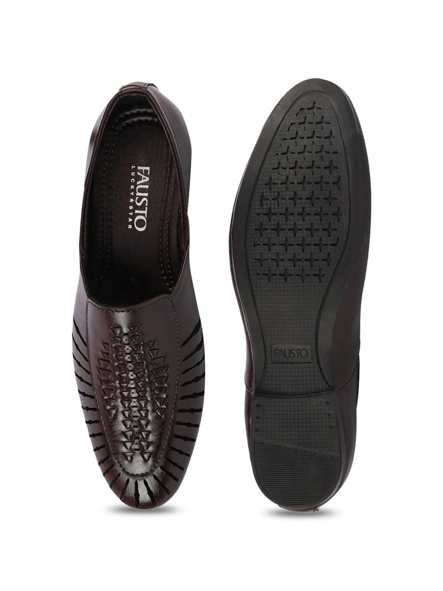 Fausto Men's Brown Ethnic Juttis