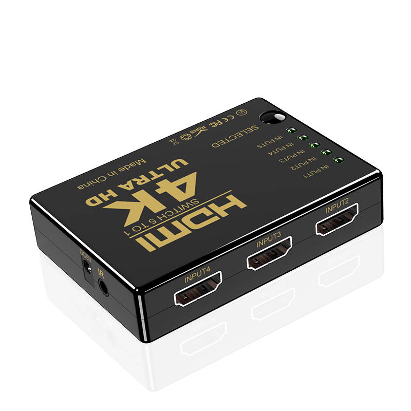 HDM Splitter. DEFEILIN HDM Switch 5x1 Ports HDMI Switcher 5 in 1 Out HDM Splitter Switcher 4K2K 1080P 3D IR Remote Control for PS3 Xbox 360 Sky Box DVD HDTV Projector etc
