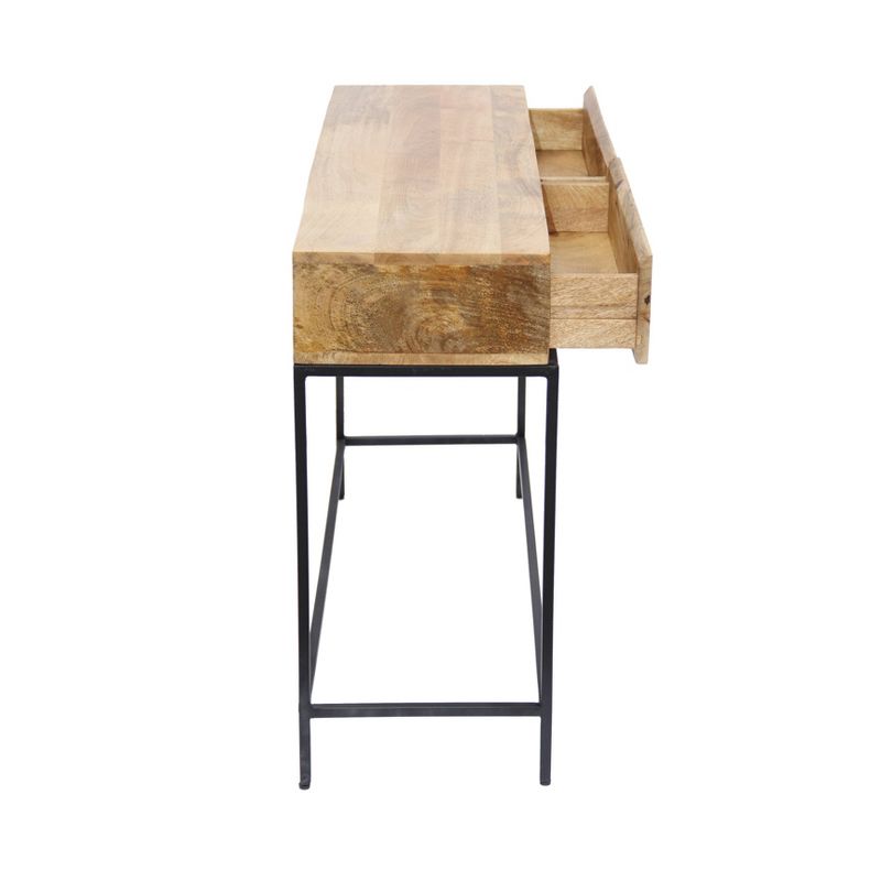 Mango Wood and Metal Console Table Natural Oak - The Urban Port