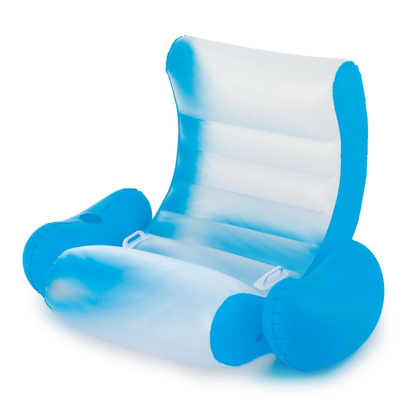 Summer Waves Pool Lake Ocean Inflatable Rocking Chair Lounge with Aqua Glow LED
