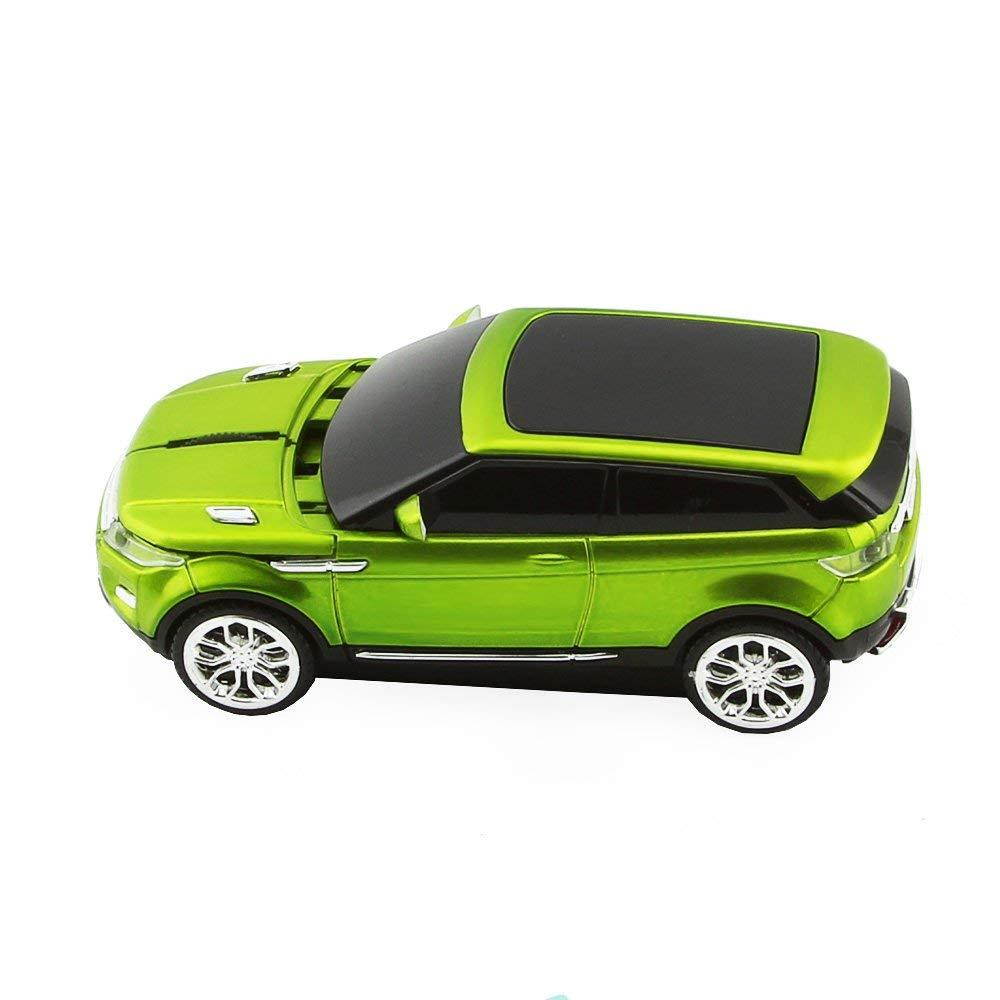 CHUYI 2.4GHz Wireless Mouse Cool Sport SUV Car Shape Optical Mouse 1600DPI SUV Gaming Mice with USB Receiver for PC Computer Laptop (Green)